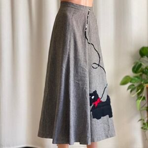Vintage 80s Does 50s Evan Picone Reworked Poodle Skirt‎ Scottie Dog Retro Size 6